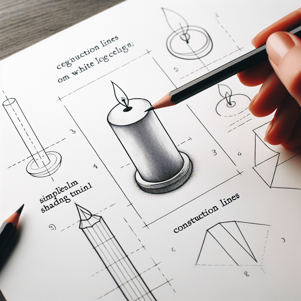 Reference pencil sketch demonstrating how to draw a candle