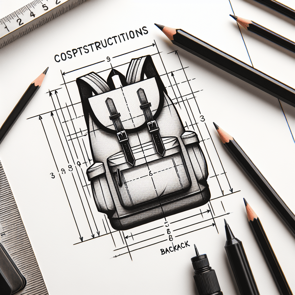 Reference pencil sketch demonstrating how to draw a backpack