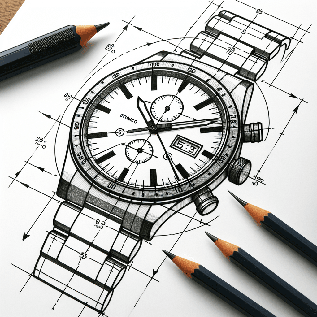Reference pencil sketch demonstrating how to draw a wristwatch
