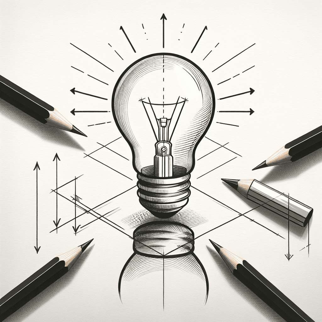 Reference pencil sketch demonstrating how to draw a light bulb