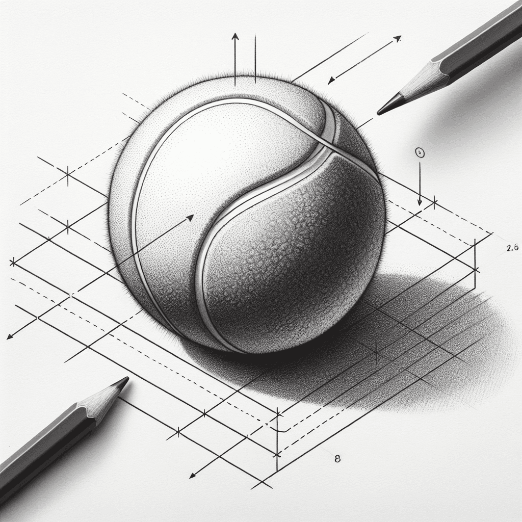 Reference pencil sketch demonstrating how to draw a tennis ball