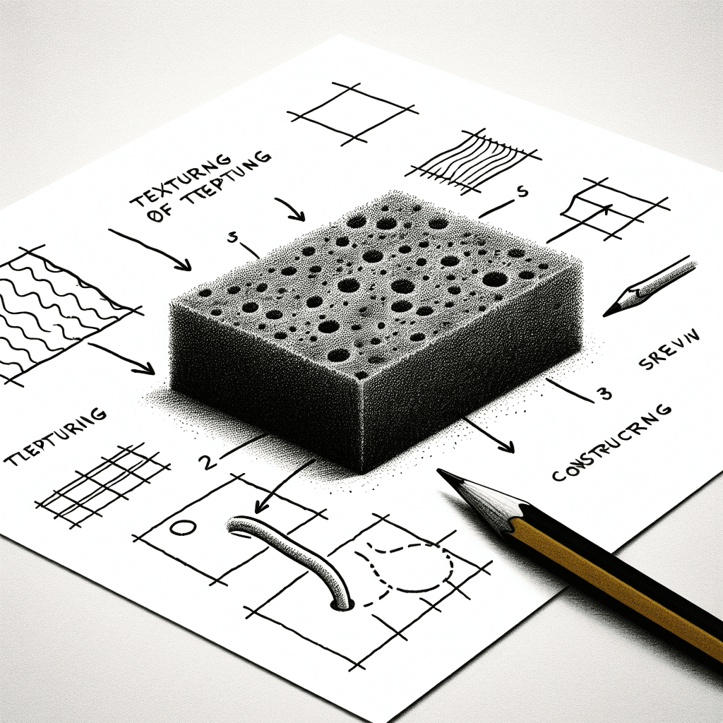 Reference pencil sketch demonstrating how to draw a sponge