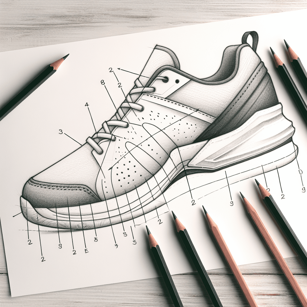Reference pencil sketch demonstrating how to draw a tennis shoe