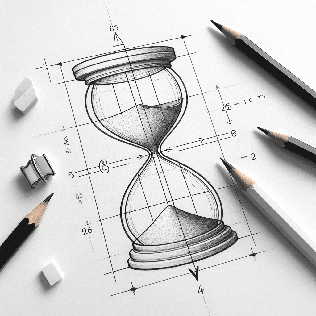 Reference pencil sketch demonstrating how to draw an hourglass