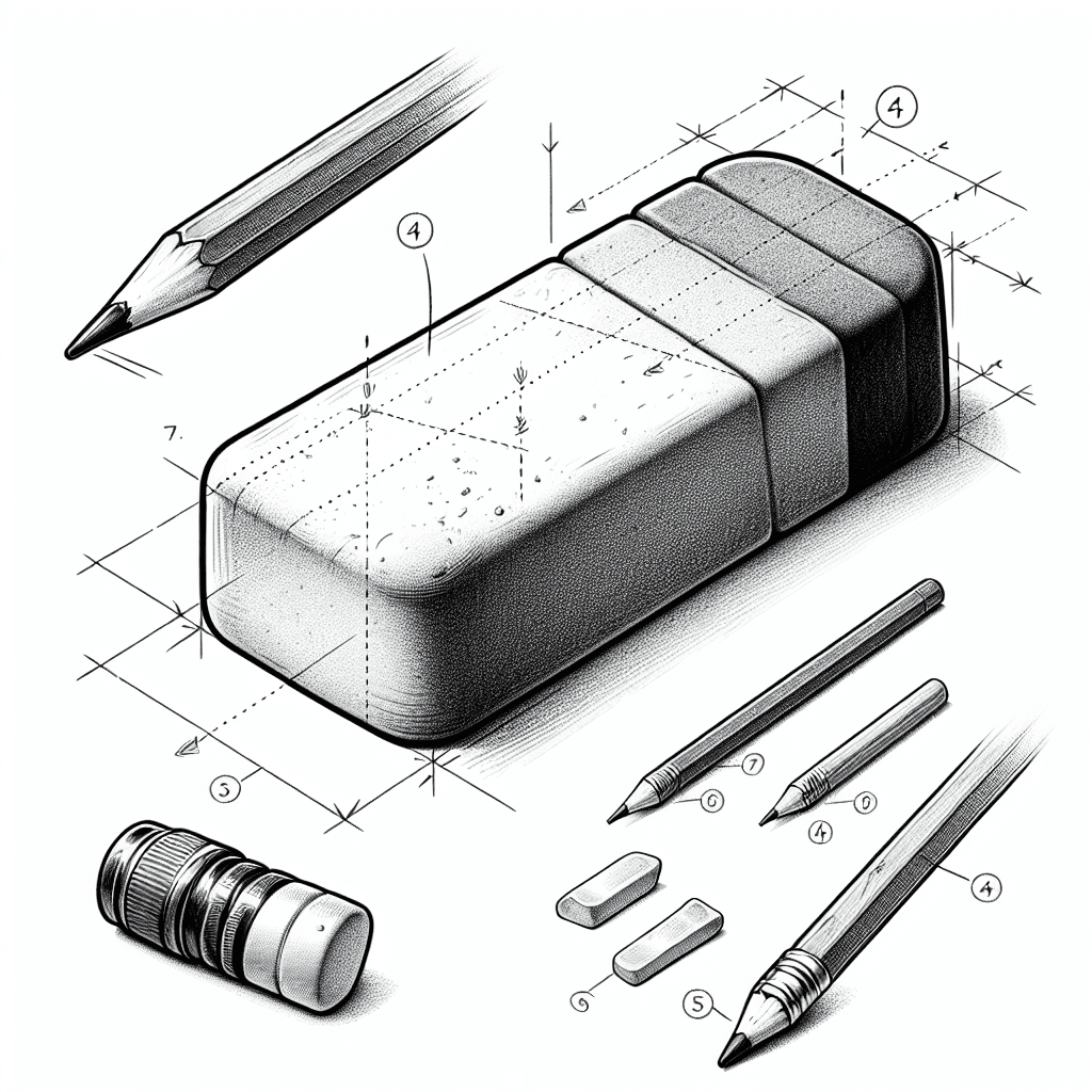 Reference pencil sketch demonstrating how to draw a rubber eraser