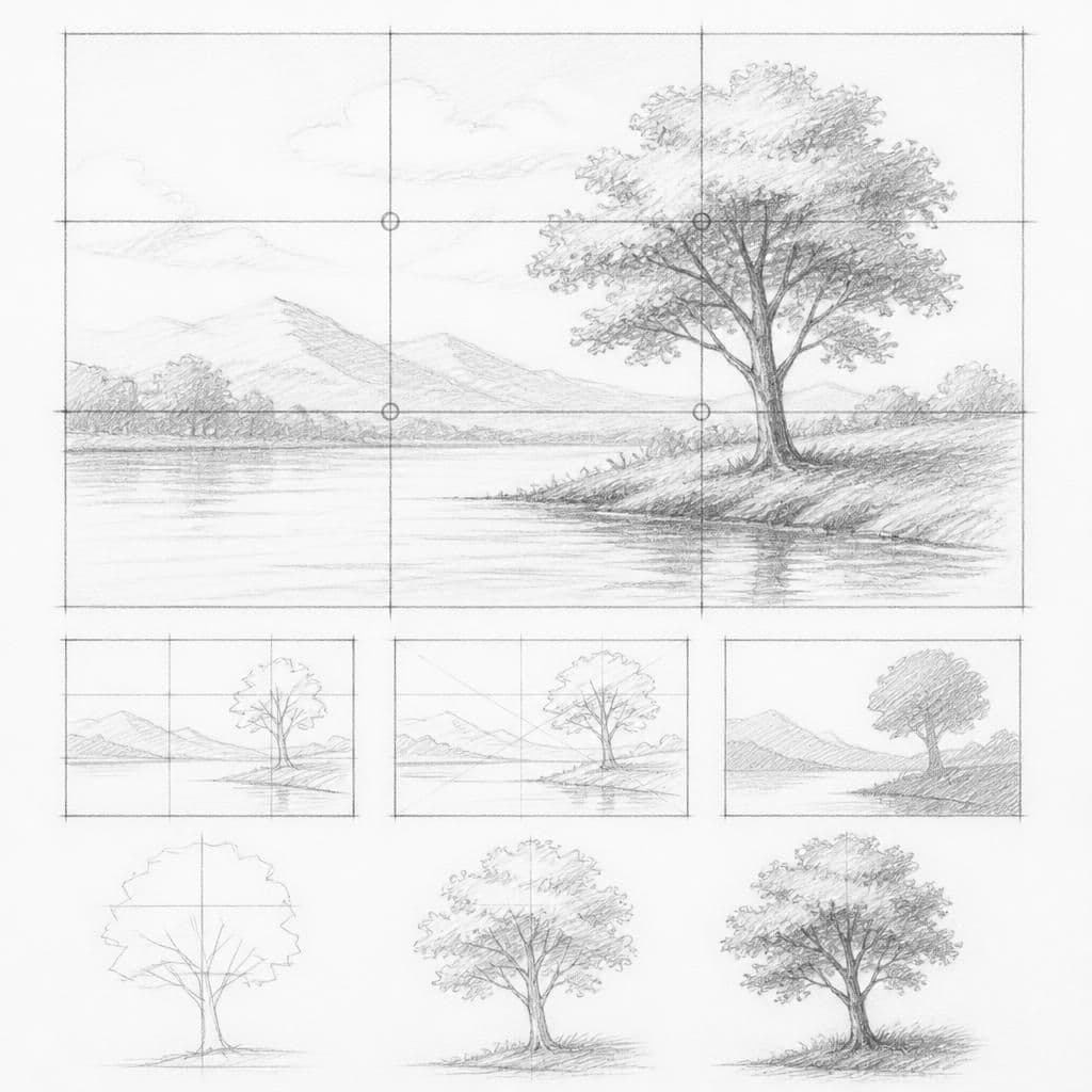 Reference pencil sketch demonstrating how to draw a pencil